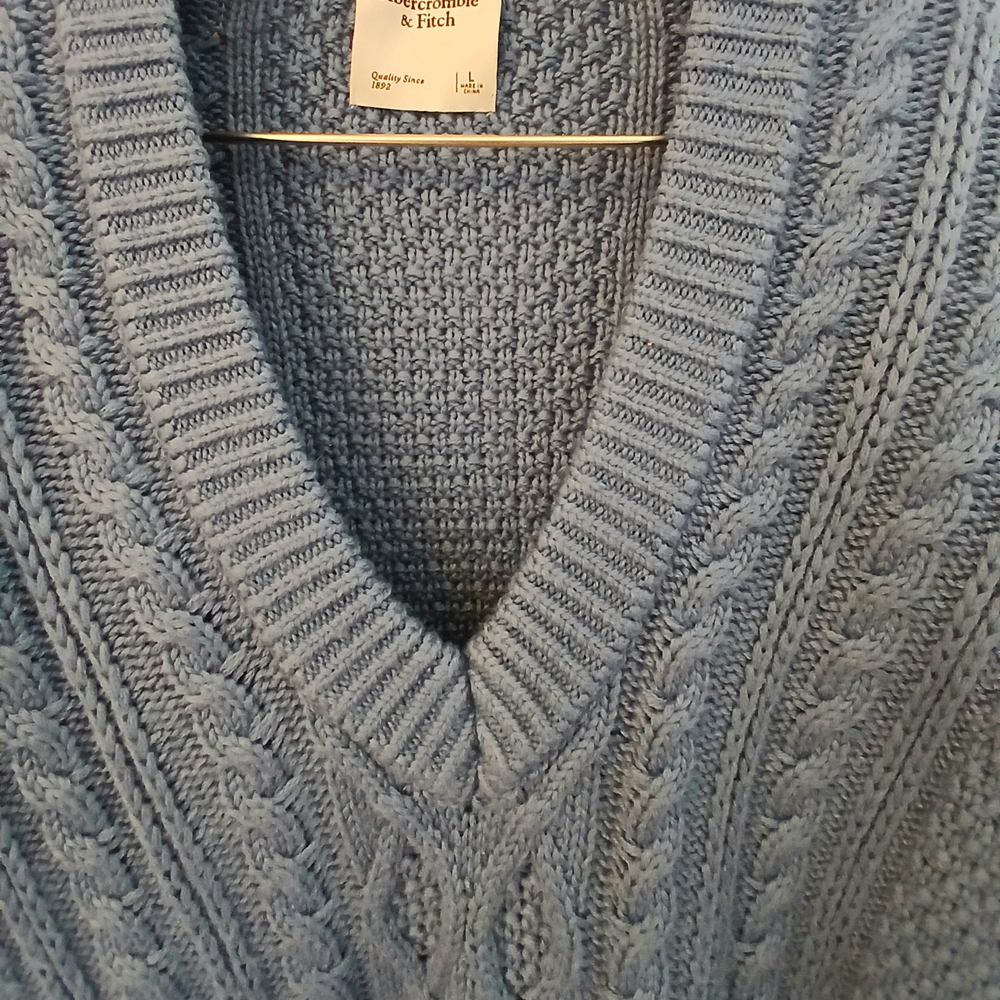 Abercrombie & Fitch V-Neck Blue Sweater Cozy Knit